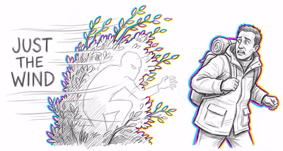 Hyperactive Agency Detection cognitive bias illustration