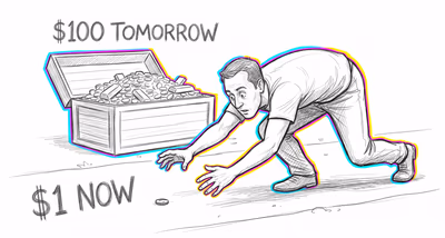 Hyperbolic Discounting cognitive bias illustration