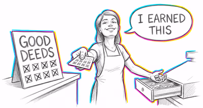Moral Licensing cognitive bias illustration