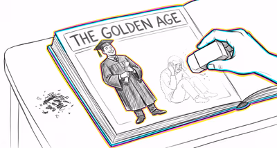 Rosy Retrospection cognitive bias illustration